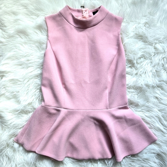 Pink Tartan Peplum Blouse Size 6 in Pink - Picture 1 of 5